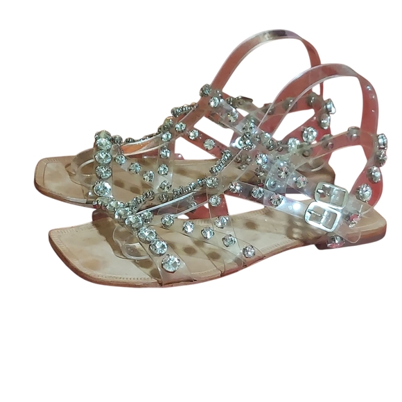 Jeffrey Campbell Silver Sandals with Shimmering Straps - Picture 1 of 15